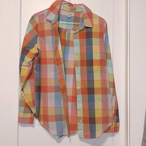 LL Bean Rainbow Checkered Button Down